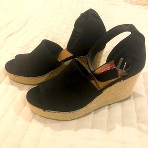 Black suede wedges